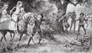 Gareth rushed upon the robbers and struck out so boldly that they ran away by J. Williamson