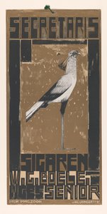 Advertisement for Secretary Cigars, with bird by Jac Jongert