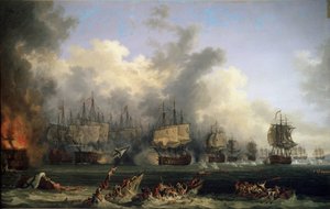 The Naval Battle of Chesma on 5 July 1770 by Jacob Philippe Hackert