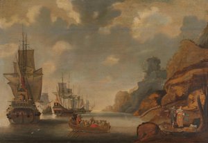 A French Squadron near a Rocky Coast by Jacob Bellevois