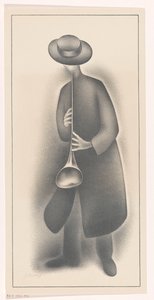Street Musician with Wind Instrument by Jacob Bendien (signed by artist)