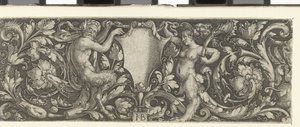 Frieze with a Shield Carried by a Male and Female Satyr