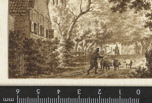 Pig Herder on a Path in Front of a House