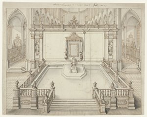 Throne Room in the St. Bavo Church in Ghent for the Inauguration of Charles VI, Holy Roman Emperor, in 1717 by Jacob Colin