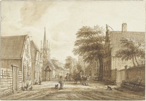 The Achterweg in Voorschoten by Jacob Elias La Fargue