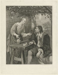 Young Woman Offering a Man a Glass of Wine by Jacob Ernst Marcus
