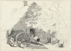 Milk Cart with Horse in Front of a Farm by Jacob Ernst Marcus
