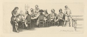 Men in a coffee house with a Billiard room
