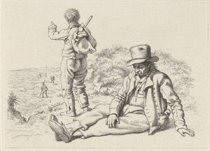 Sitting and Standing Man on a Beach by Jacob Ernst Marcus