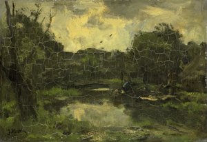 Landscape with Barge by Jacob Henricus or Hendricus Maris