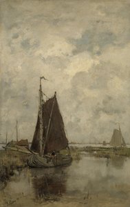 Ships in Dull Weather by Jacob Henricus or Hendricus Maris