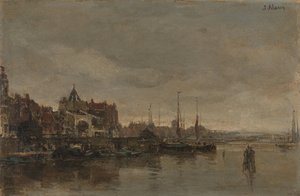 The Schreierstoren with the Bridge over the Gelderse Kade in Amsterdam by Jacob Henricus or Hendricus Maris