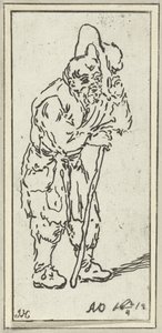 Man with Stick Taking Off His Hat by Jacob Hoolaart