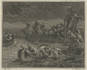Galley Ship Rescues Shipwrecked People by Jacob Houbraken