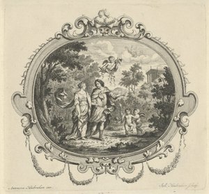 Walking Couple Accompanied by Putti by Jacob Houbraken