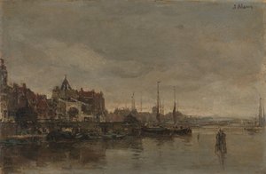 The Schreierstoren with the Bridge over the Gelderse Kade in Amsterdam by Jacob Maris
