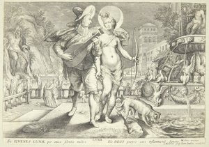 Diana as Luna Accompanied by a Young Musician by Jacob Matham