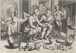 Kitchen Scene with Chicken on the Spit