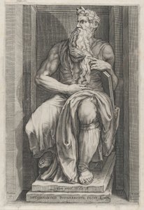 Speculum Romanae Magnificentiae: Moses after the sculpture by Michelangelo by Jacob Matham