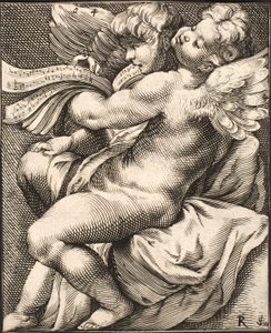 Two Putti Singing by Jacob Matham