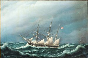 Two Danish Frigates Signaling to Each Other in a Storm