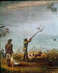 The Coot Hunt of Ferdinand I of the Two Sicilies (or Ferdinand IV of Naples) (1751-1825) on Lake Fusaro near Naples, Italy (detail) - Painting by Jacob Philipp Hackert (1737-1807) 1783 by Jacob Philippe Hackert