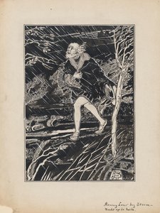 Design Illustration for King Lear by Shakespeare: King Lear in a Stormy Night on the Heath