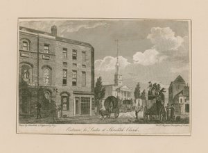 Entrance to London at Shoreditch Church by Jacob Schnebbelie