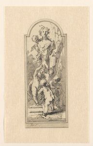 Putti with Bust of Woman Among Trees by Jacob de Wit