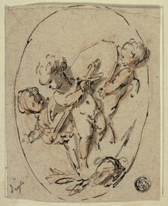 Putti with Shield and Sword