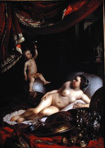 An Allegorical Vanitas with Homo Bulla (Man is Like a Bubble) and Vrouw Wereld (Lady World) 1654