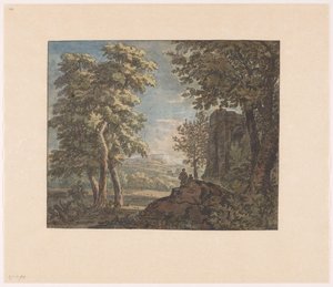 Arcadian Landscape with Ancient Ruin and Two Men