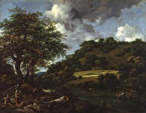 A Hilly Landscape with Tall Oaks by Jacob van Ruisdael