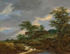 Dune landscape with a house and a dove cote by Jacob van Ruisdael
