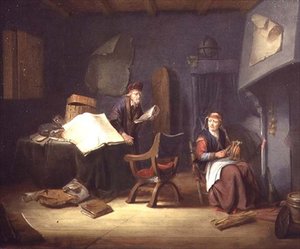 Interior with a Scholar and an Old Lady Spinning