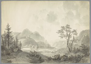 Mountain Landscape with a River by Jacob van Strij