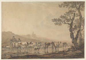 A Herd of Cows Crossing Water by Jacob van Strij