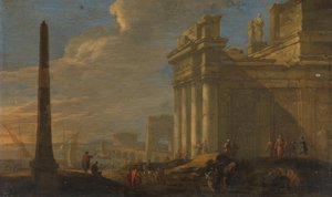 Italian Harbor View by Jacob van der Ulft (signed by artist)