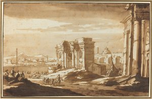 A Capriccio View of Roman Ruins along the Tiber by Jacob van der Ulft