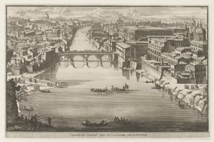 View of Rome with the Ponte Sisto over the Tiber River (series title: Views of Rome) by Jacobus Baptist