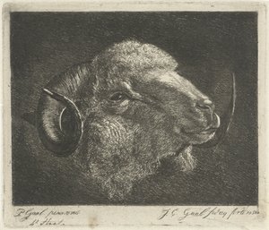 Head of a Ram with Backward-Turned Horns by Jacobus Cornelis Gaal