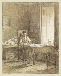 Portrait of Gerrit Lamberts, Sitting in an Armchair in the Print Room by Jacobus Ludovicus Cornet