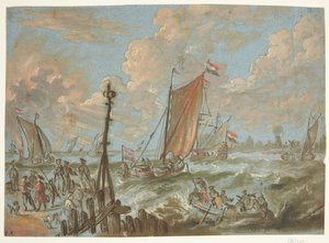 Harbor with Ships Under Sail