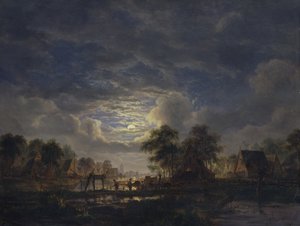 Village on a Canal, 1840 by Jacobus Theodorus Abels