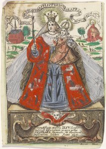 Mary with Child with Two Churches Behind Her by Jacobus de Man (I)