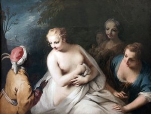 Bathsheba at her bath receives the message of David by Jacopo Amigoni