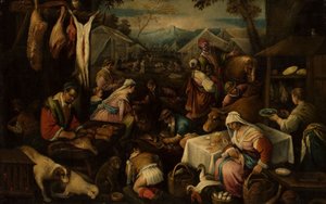 Market Scene by Jacopo Bassano