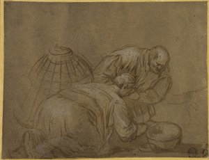 Peasant Couple Looking in a Basket