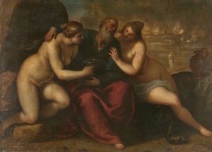 Lot and His Daughters by Jacopo Il Giovane Palma