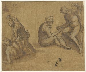Adam and Eve under the tree and Cain killing Abel by Jacopo Palma (il Giovane)